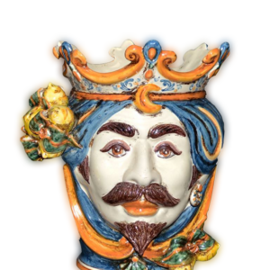 Testa di moro uomo viso chiaro o scuro h25cm ceramiche di Caltagirone